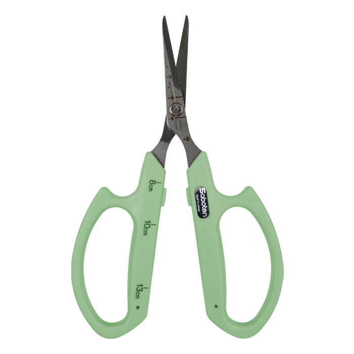 Saboten Stainless Steel Angled Blade Trimming Scissors - Green (PT-13)