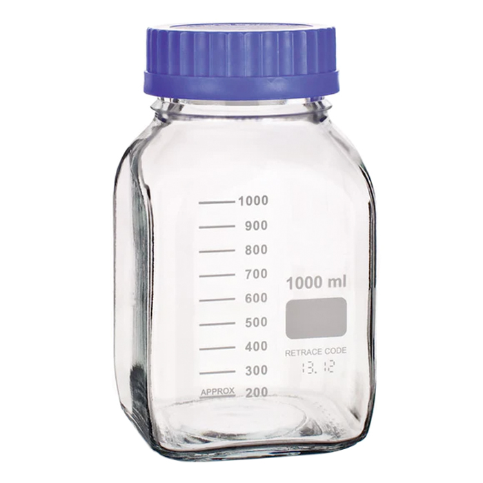 Pyur Scientific Glass Wide Mouth Reagent Media Storage Bottle 1000ml