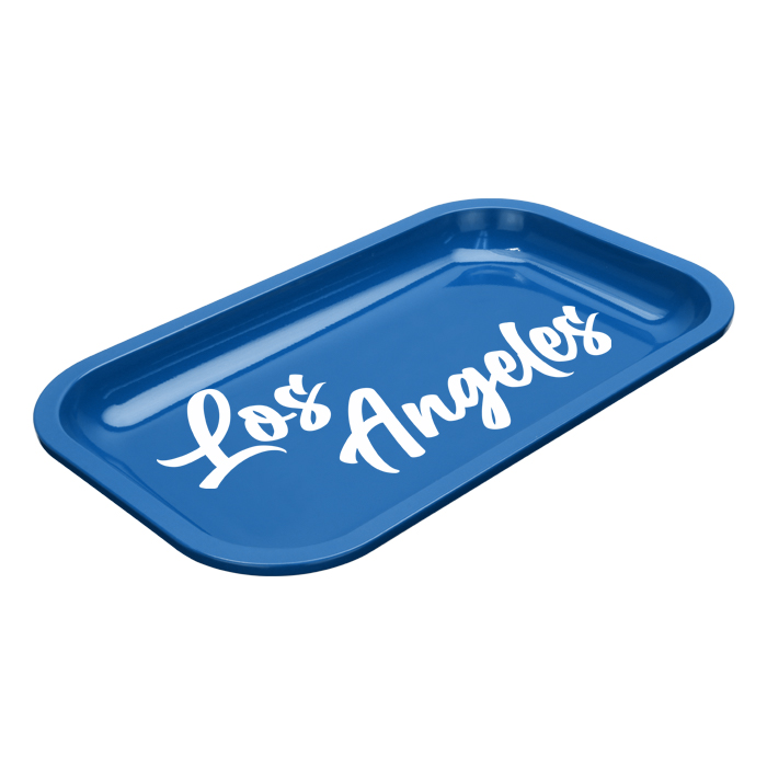 Med Dope Trays x Los Angeles – Blue background white logo         