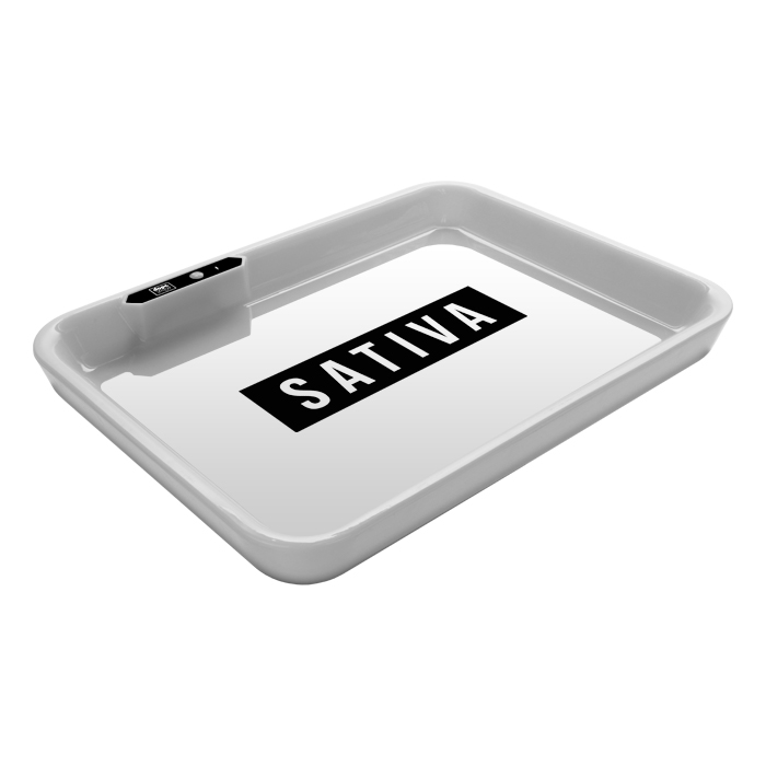 Dope Trays x Sativa – White background Black logo