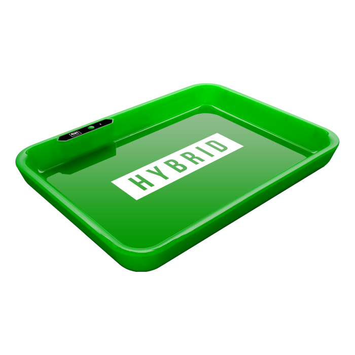 Dope Trays x Hybrid – Green background white logo  
