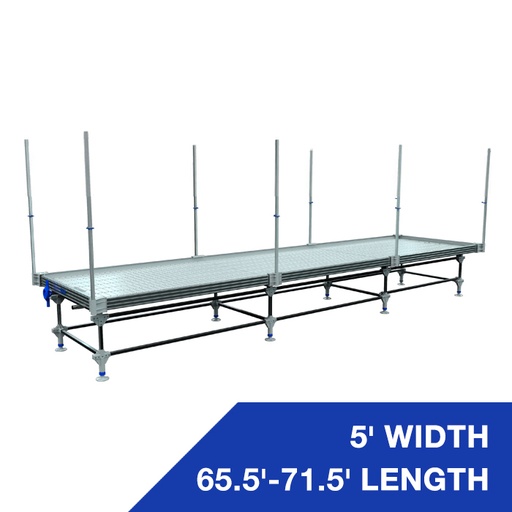 [HT-RB565-571-VT] Wachsen 5' Rolling Bench 65.5'-71.5' Length with Vertical Trellis Support