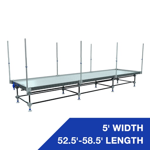 [HT-RB552-558-VT] Wachsen 5' Rolling Bench 52.5'-58.5' Length with Vertical Trellis Support only
