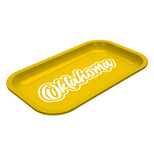 [914590] Med Dope Trays x Oklahoma -  Yellow background White logo        