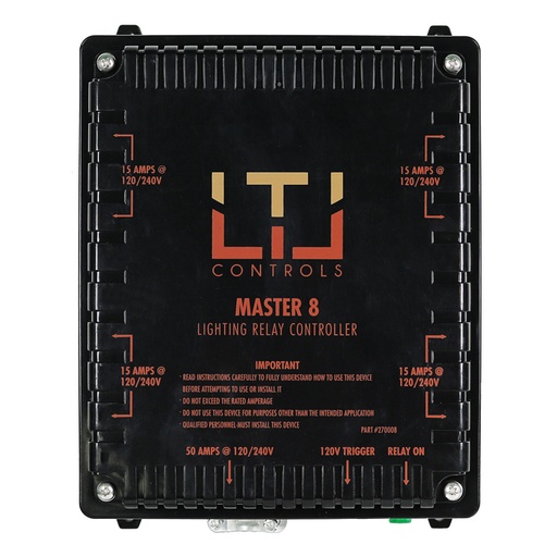[270008] LTL Controls MASTER 8 Lighting Relay Controller w/o Timer (120V & 240V Universal Plug)