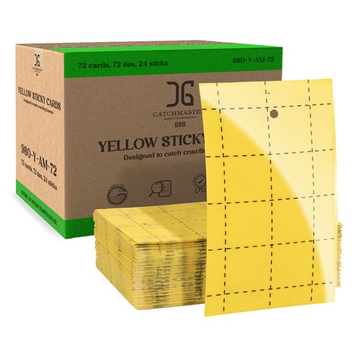 [AP980-Y] Catchmaster 3" x 5" Double-Sided Yellow Sticky Card Insect Traps (72pcs/Pack)