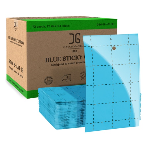 [AP980-B] Catchmaster 3" x 5" Double-Sided Blue Sticky Card Pest Monitors (72pcs/Pack)