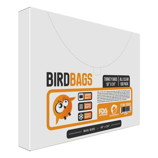 [788900] Bird Bags 4 Gallon Turkey Bags 18" x 24" (100 Pack)