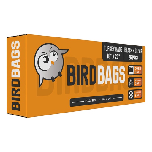 [788825BCR] Bird Bags 3 Gallon Turkey Bags Black & Clear 18" x 20" (25 Pack)