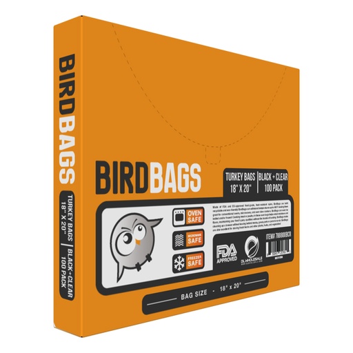 [788800BCR] Bird Bags 3 Gallon Turkey Bags Black & Clear 18" x 20" (100 Pack)